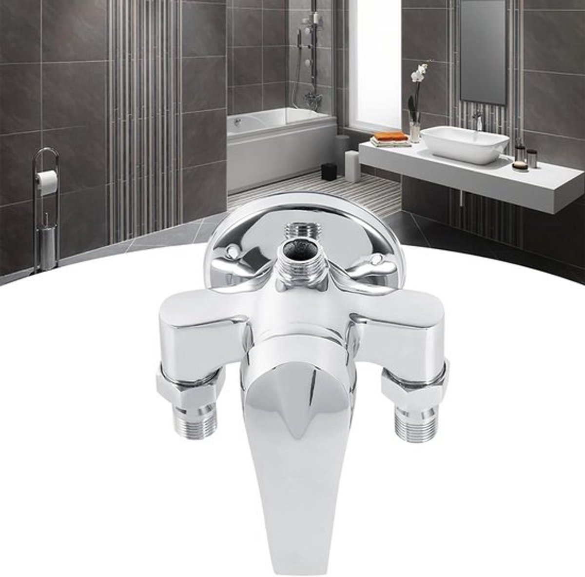 Warm/Koude Temperatuurmixer - Wanddouche - G1/2 Schroefdraad - Compatibel voor Alle Douches - Chroom - Badkamer Accessoire - Water Besparend - Geschikt voor Elk Model