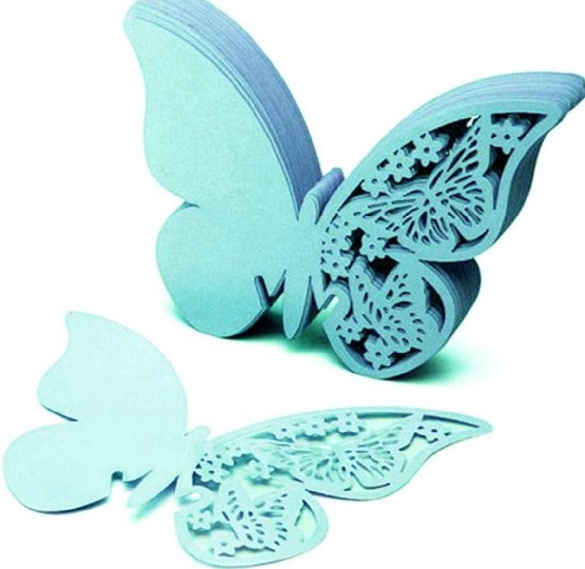 - Vlindertrechter - Tafelkaarten - 100 stuks - Tiffany-blauw - Bruiloft Feest Huisdecoratie.