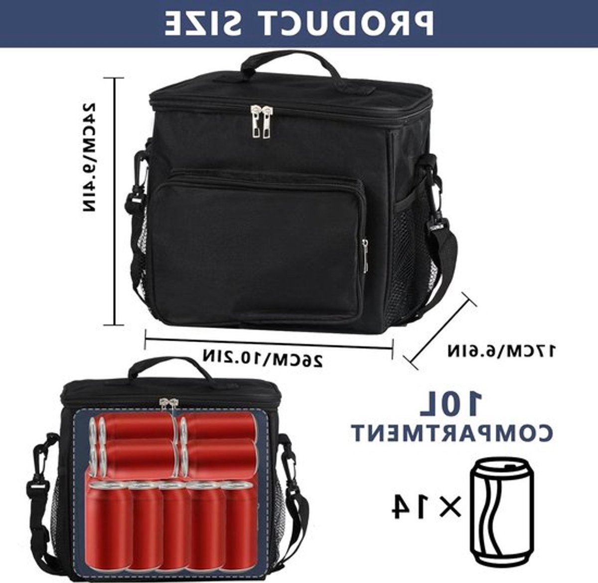 Isolerende Lunchtas van 10 Liter, Vouwbare Koeltas voor Picknick, School en Werk, Handige Koeltas voor Eten en Dranken
