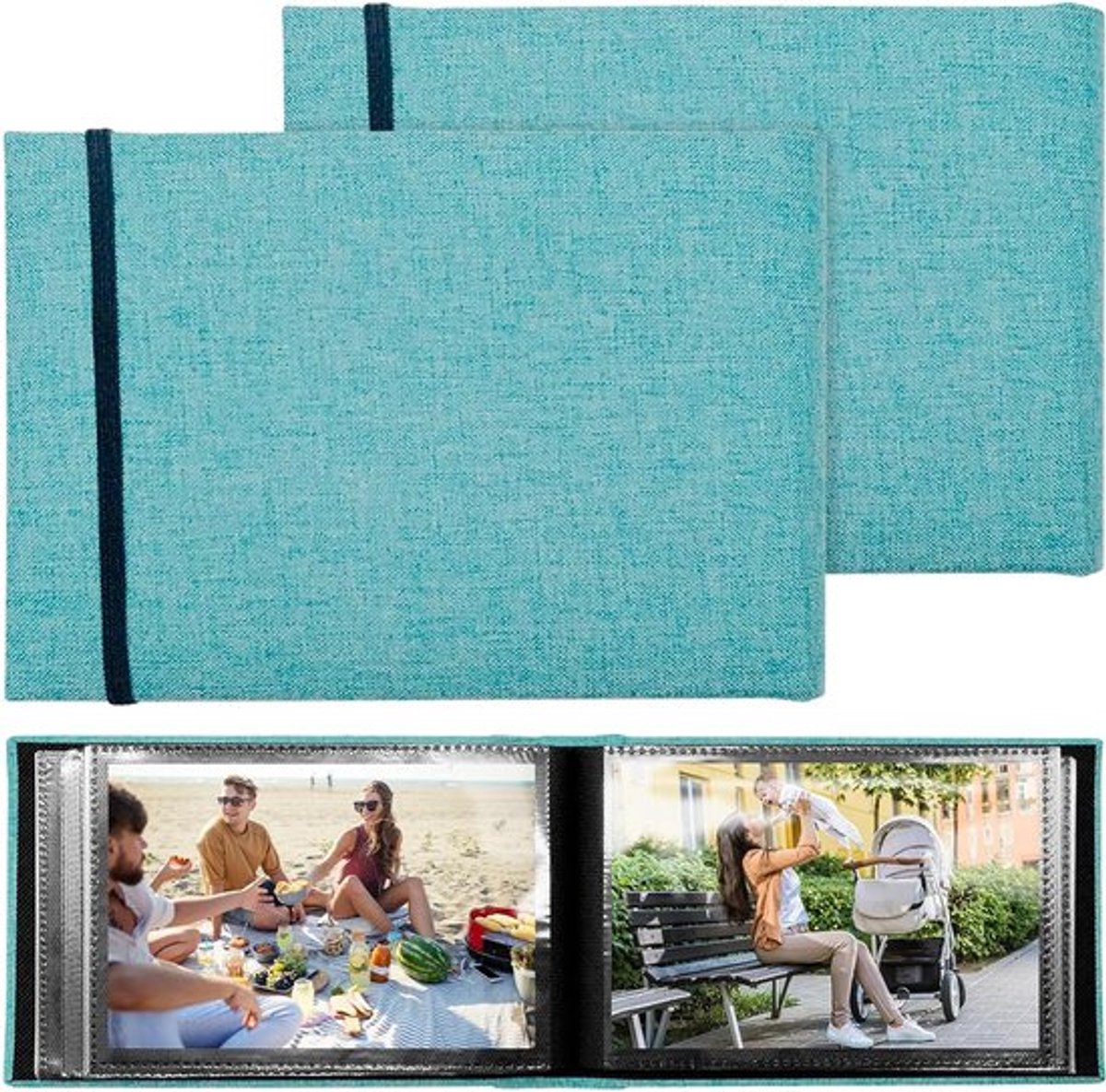 Kleine Fotoalbums voor 200 Foto's - Dubbelzijdige Linnen Hoezen, Mini Herinneringen, Ideaal voor Reis en Vakantie