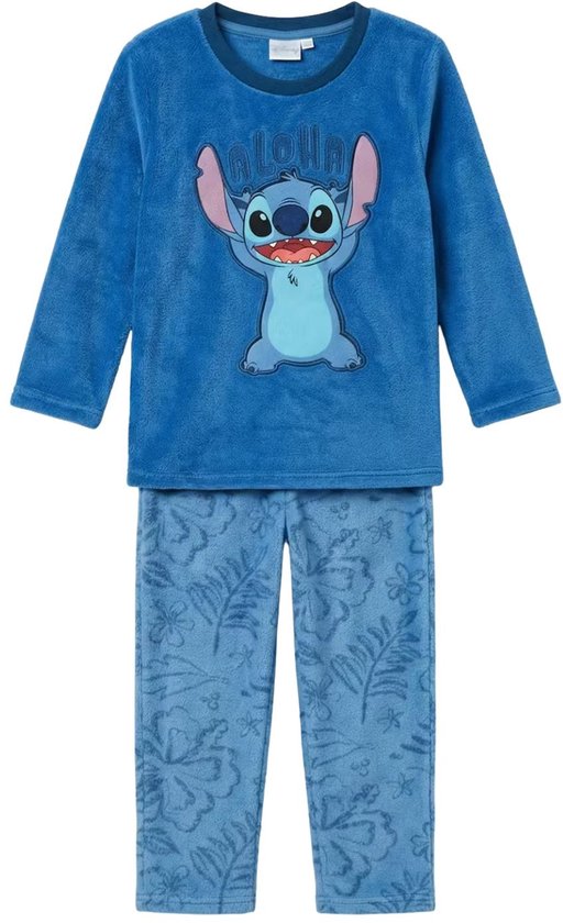 Lilo & Stitch Coral-Fleece Pyjama - Maat 122/128 - Blauw - Kind