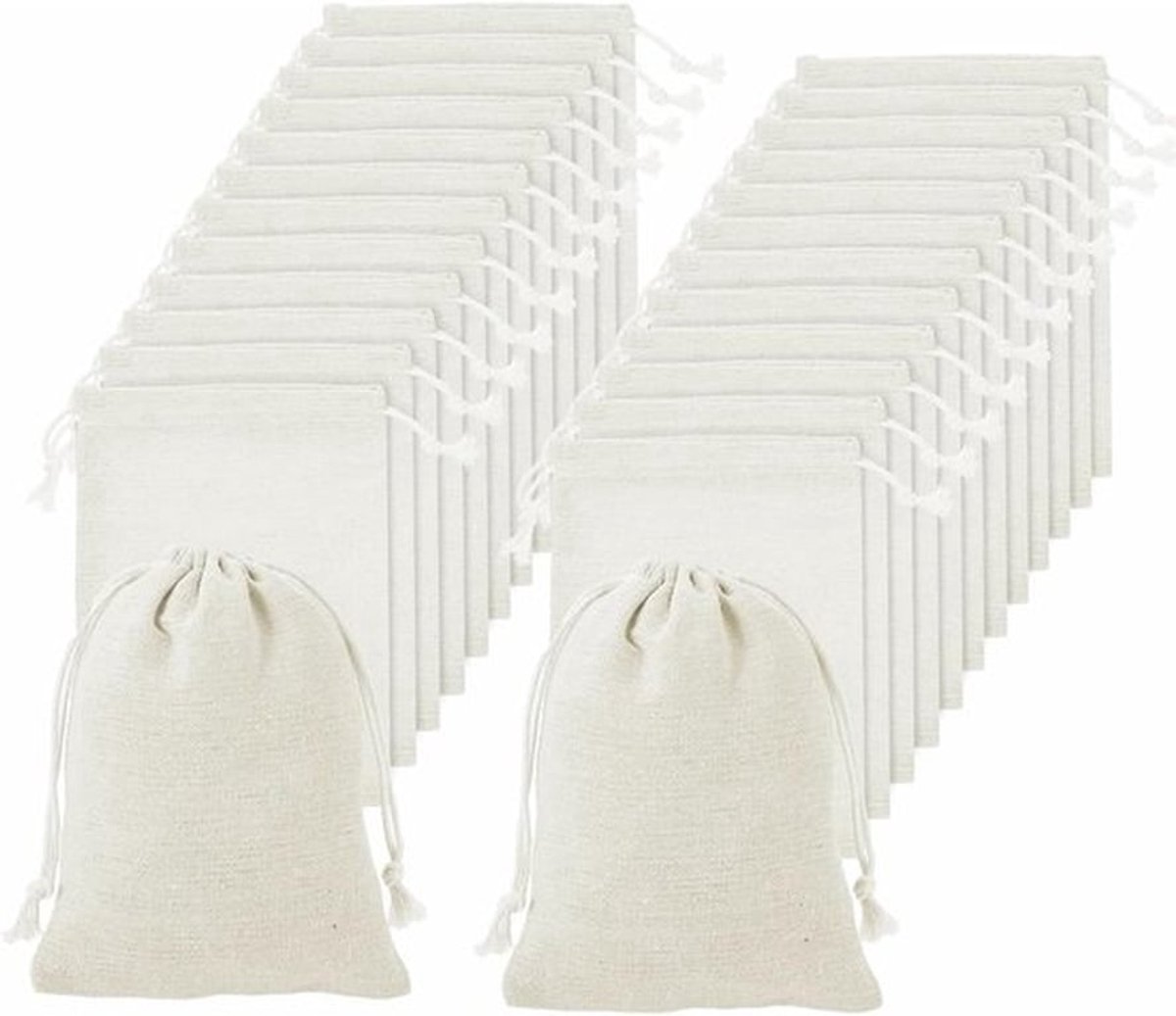 26 Stuks Katoenen Zakjes met Trekkoord 13 x 18 cm voor Vullen en Schilderen - DIY Adventskalender, Cadeauverpakking, Creatief Knutselen