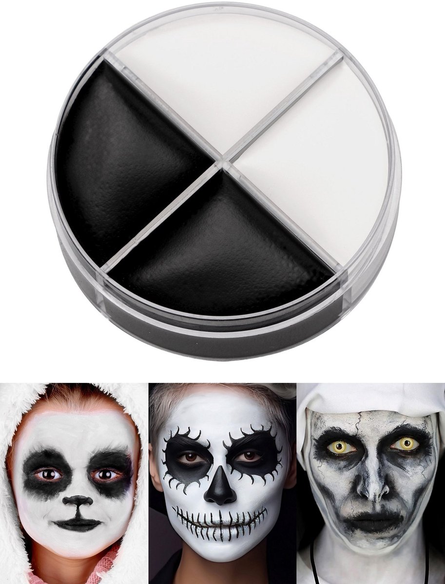 Crème schmink zwart-wit make-up 15 ml - voor carnaval