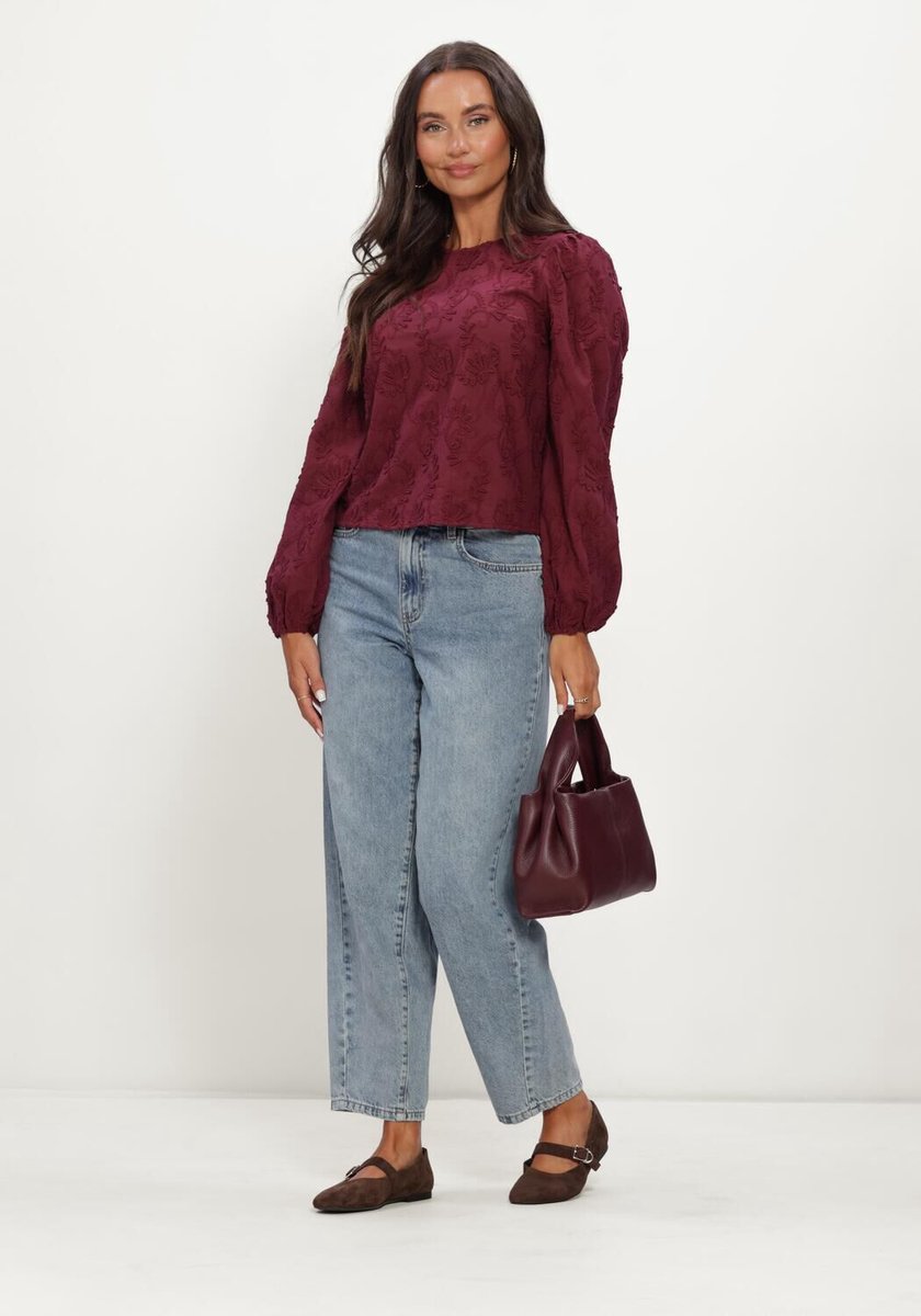 Object Objmya Re L/s Top Noos Dames - Jurken - Bordeaux - Maat 44