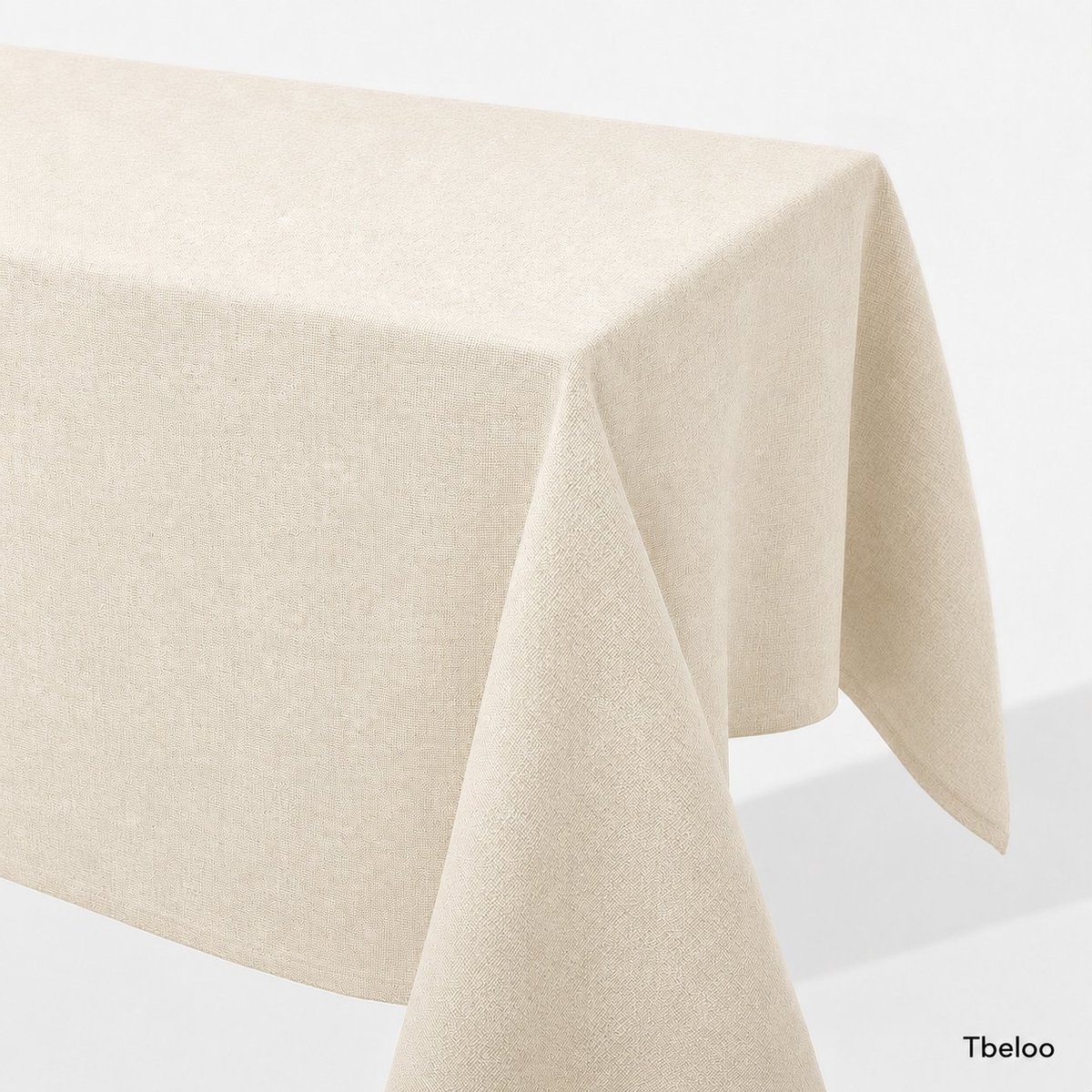 Tbeloo Tafelkleed linnenlook waterafstotend lotuseffect crème 130 x 130 cm - Vierkant tafelkleed voor eettafel, keuken en feestelijke gelegenheden