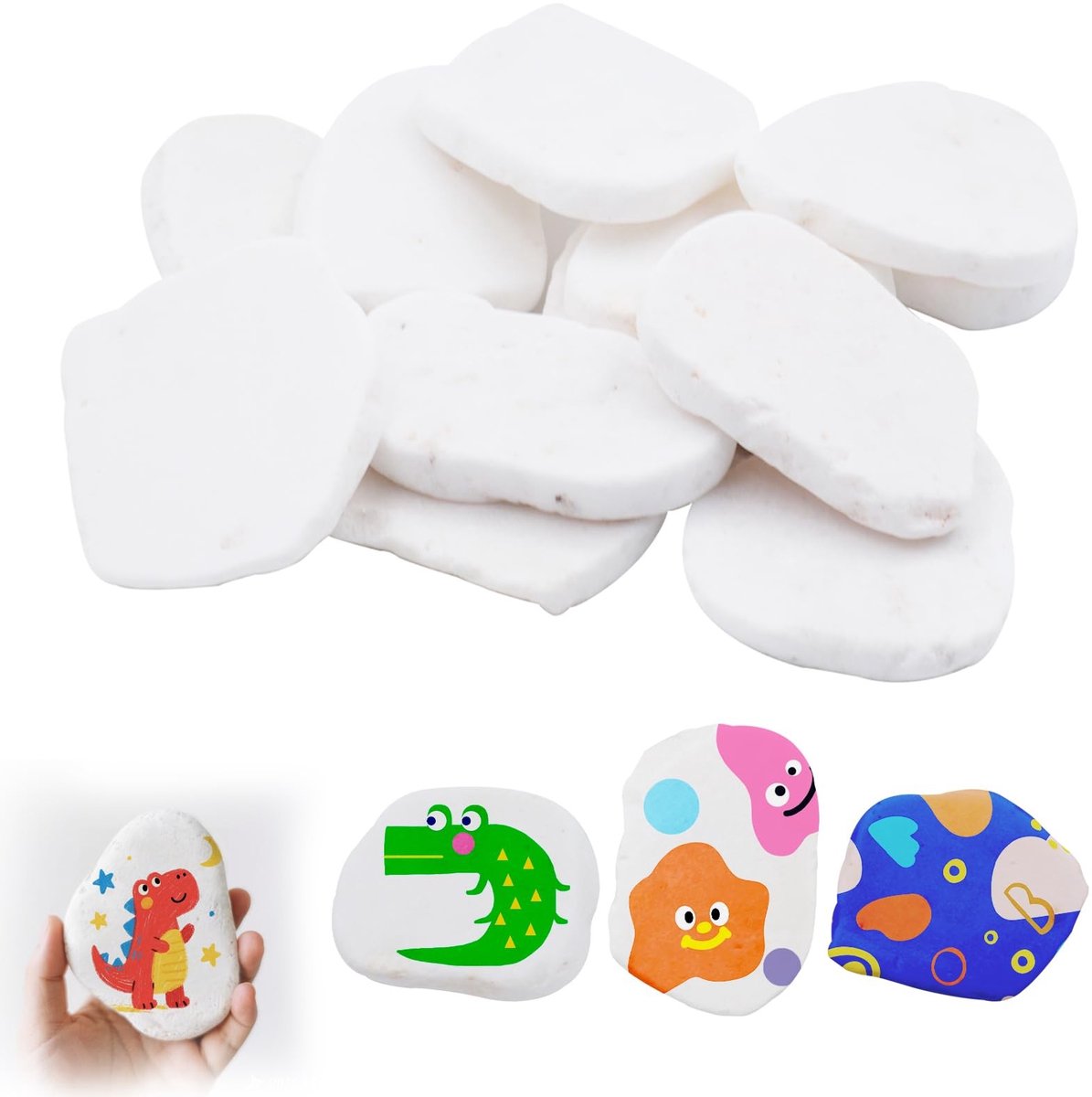 Solidchoice - Set van 12 Witte Verfstenen voor Creatieve Projecten