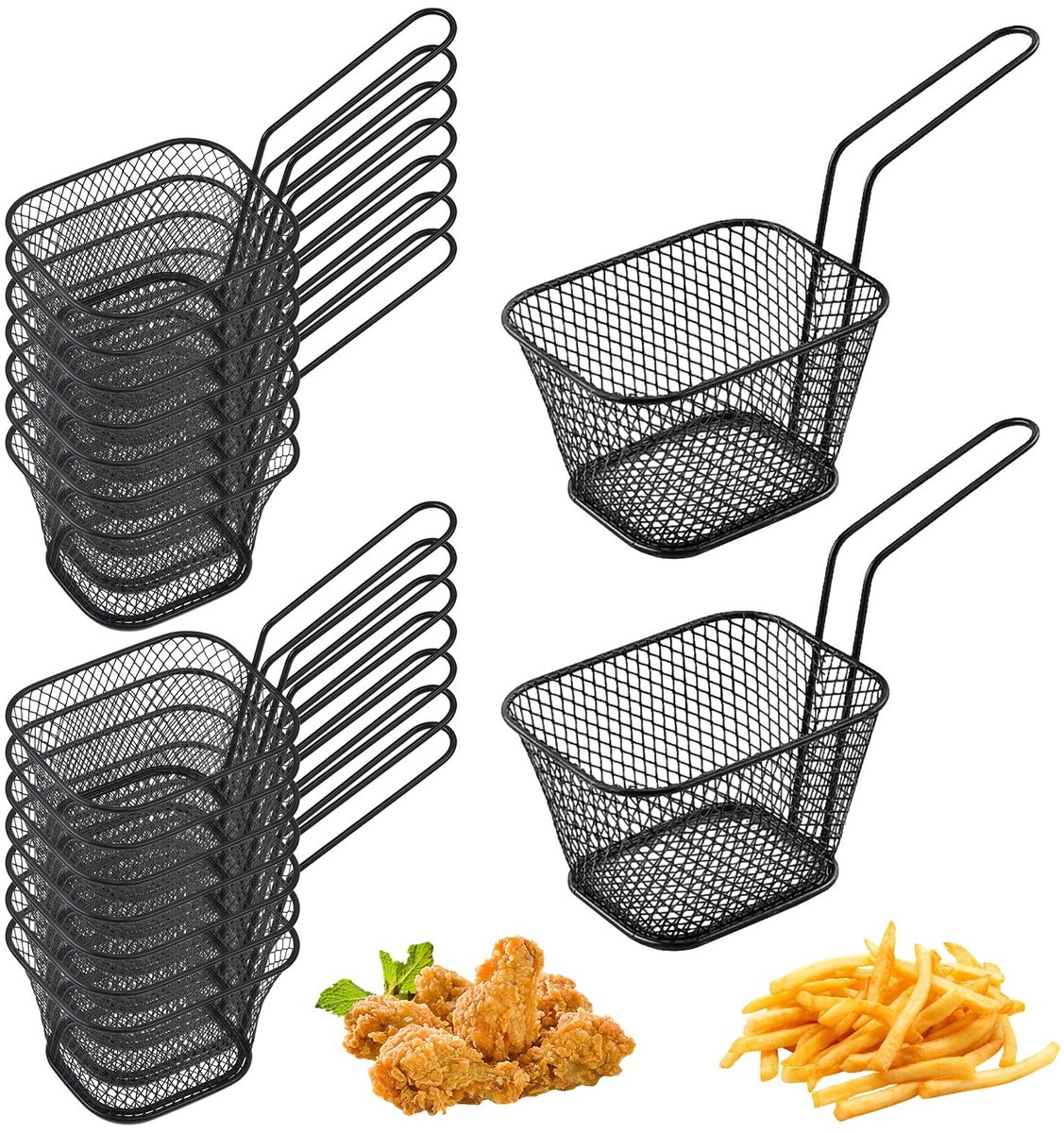Solidchoice - 16-delige Set Mini Frituurmandjes van RVS