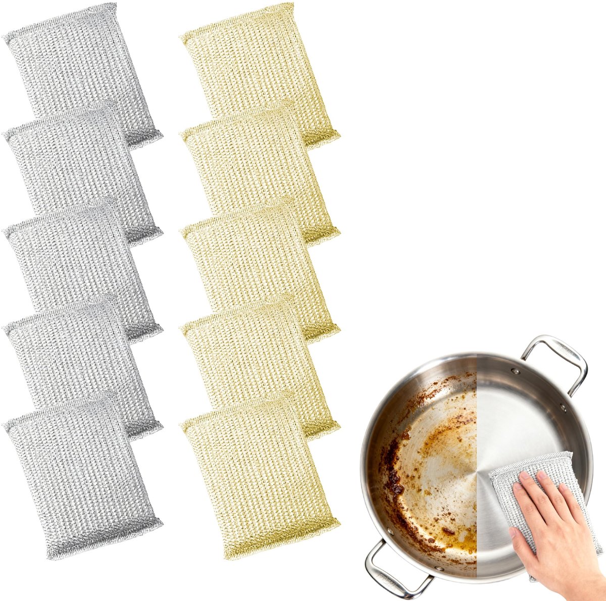 Solidchoice - Set van 10 Roestvrijstalen Reinigingsdoekjes voor de Keuken