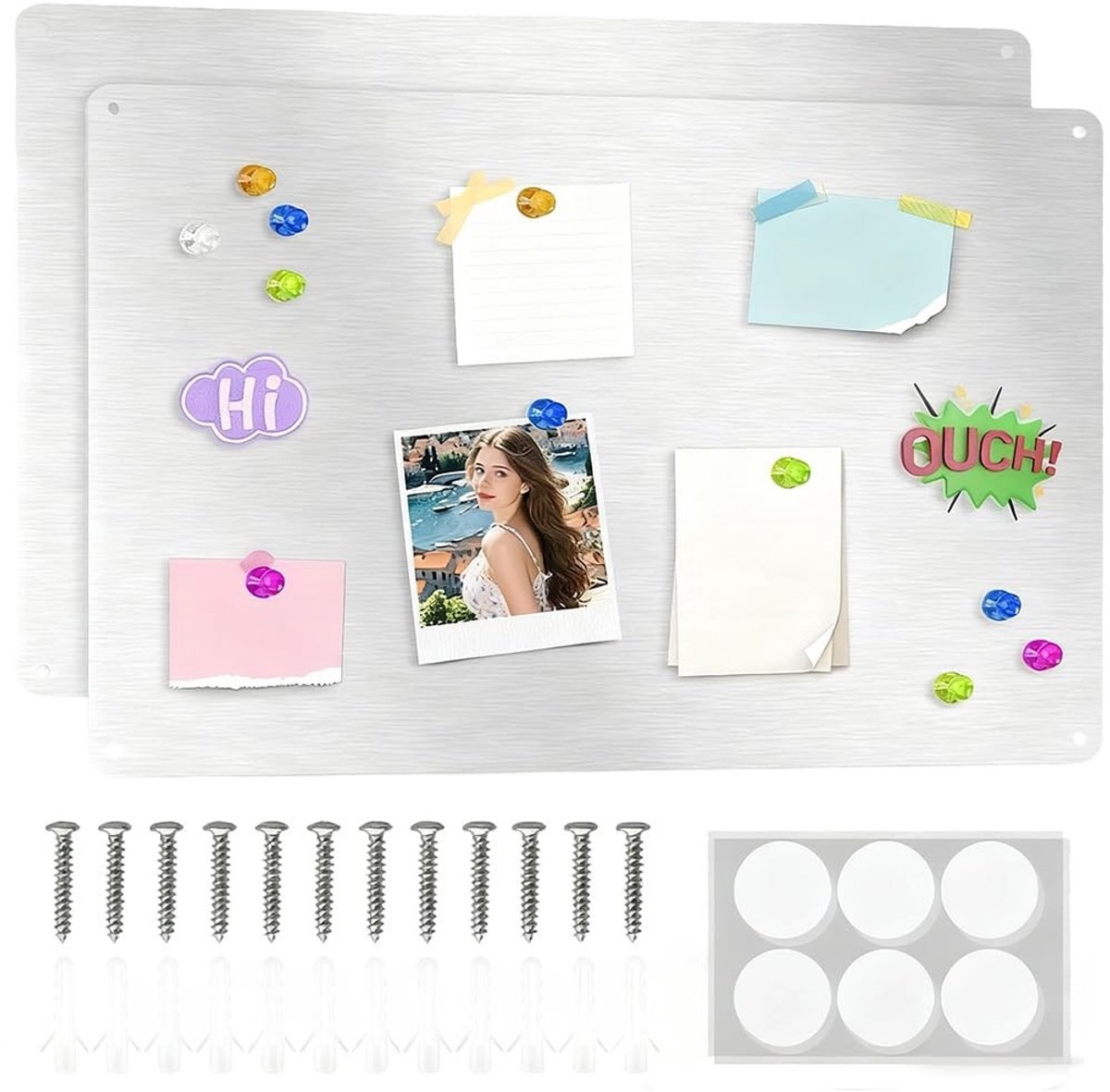 Solidchoice - Magnetisch Metalen Bord Set van 2, 42 x 30 cm voor Kantoor en Keuken