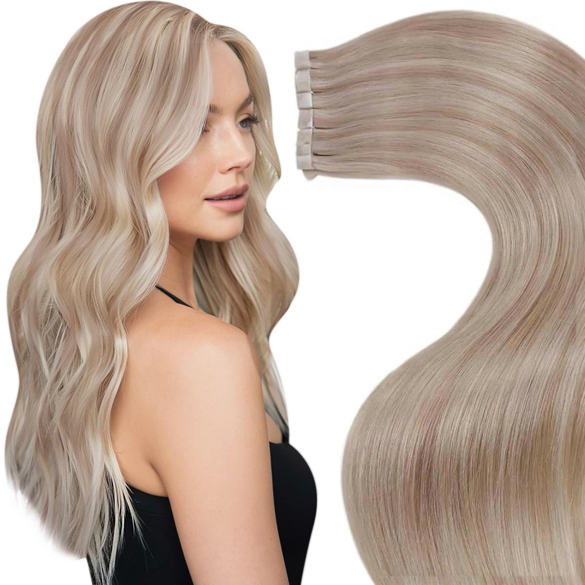 Solidchoice - Tape in Hair Extensions Echte Mensenhaar Donkerbruin en Blond 50cm 20pcs