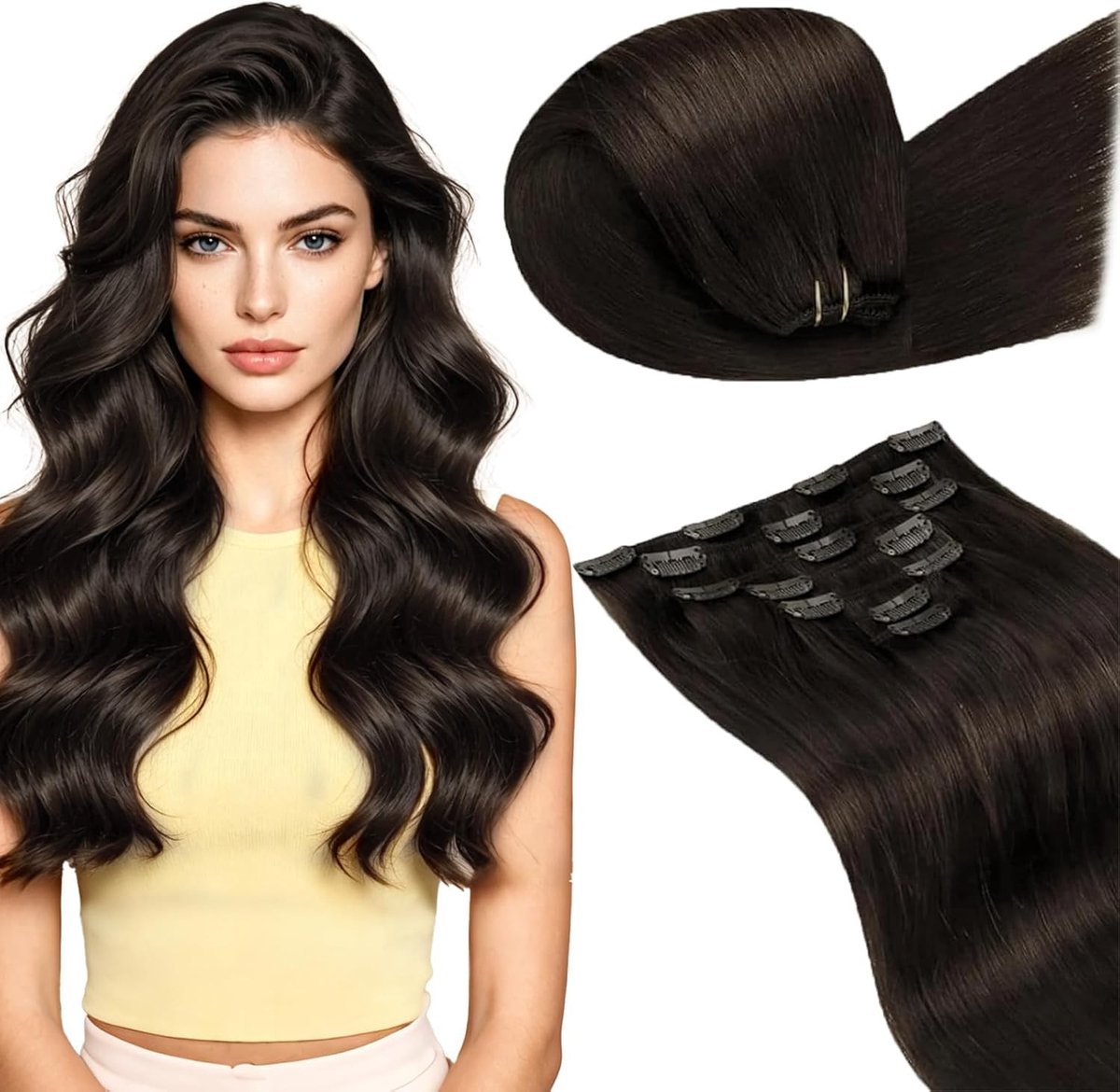 Solidchoice - Clip in Haar Extensions van Remy Menselijk Haar 150g 55cm
