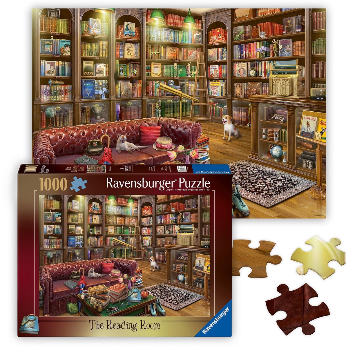 Solidchoice - De Leeszaal 1000 Stukjes Puzzel voor Volwassenen en Kinderen