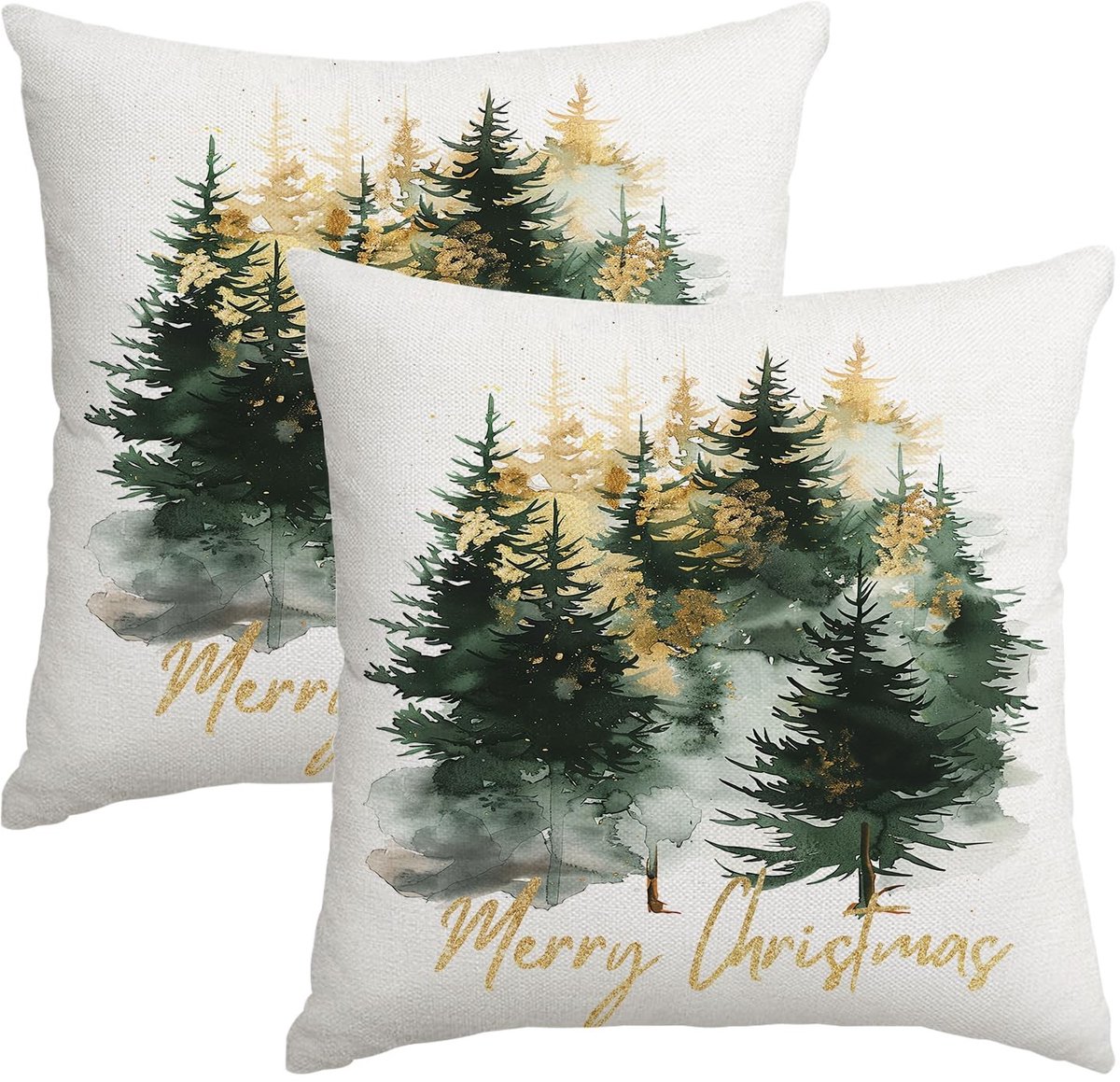 Solidchoice - Set van 2 Kerstkussens 50x50cm met Kerstboom Motief