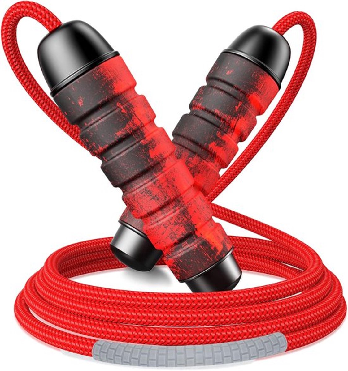 Springtouw - 3 m vrij instelbaar - duurzaam touwspringen voor volwassenen - fitness met 360 graden kogellagers - draaivrij - handgrepen van traagschuim - antislip jump rope met draagtas voor kinderen