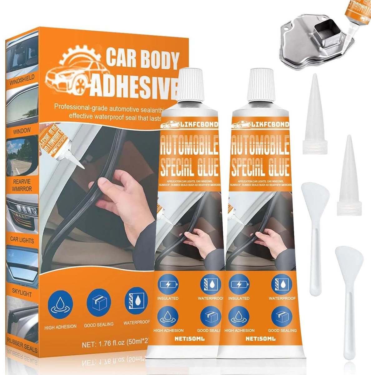 Solidchoice - Zwarte Silicone Lijm voor Auto en Raam Kit, 100ML