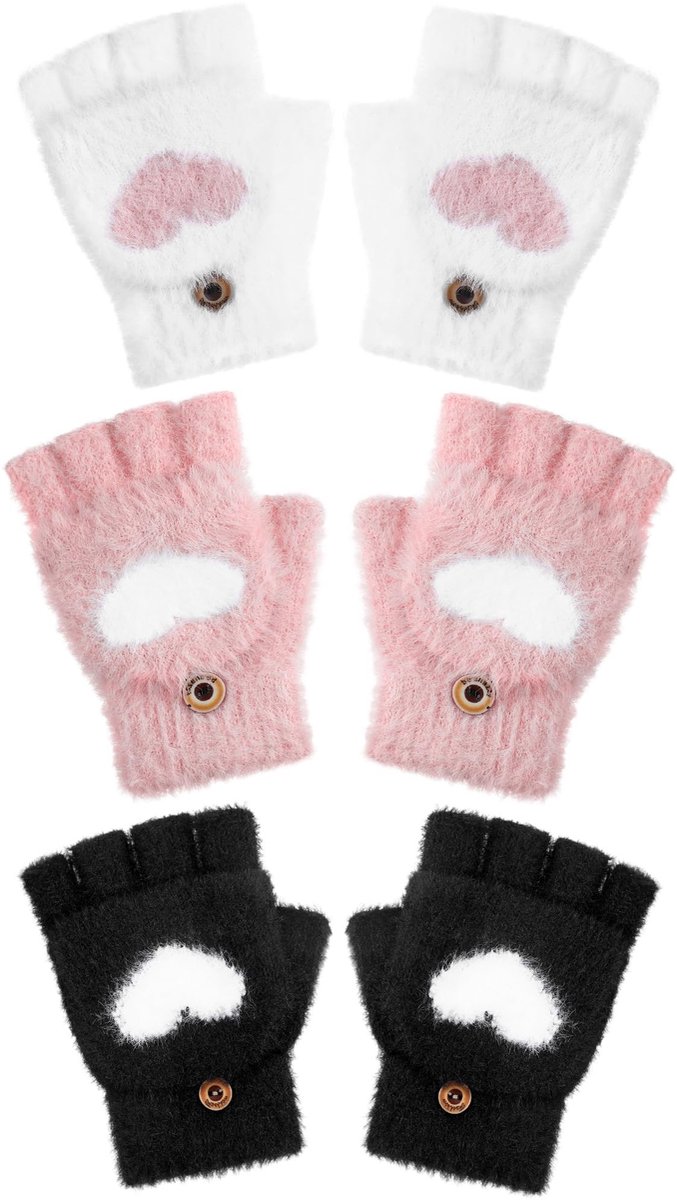 Solidchoice - 3 Paar Convertible Fingerless Gloves voor Kinderen