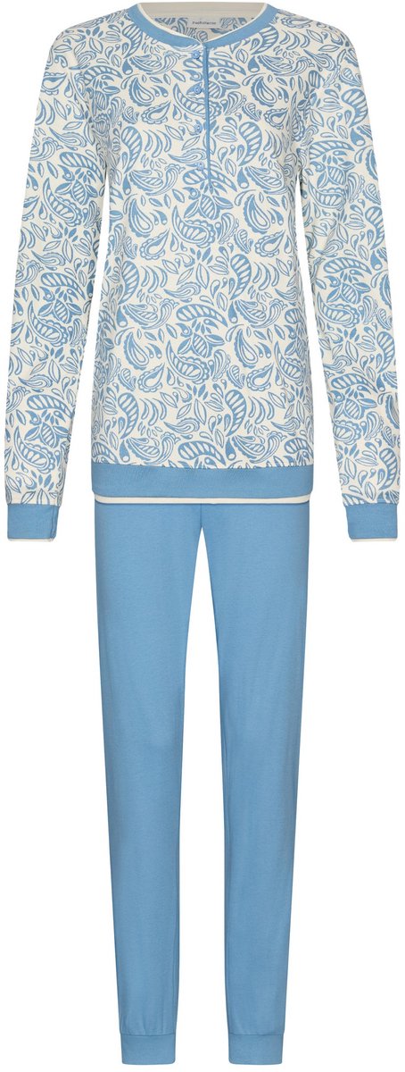 Pastunette - Soft Paisley - Pyjama - Katoen - Interlock - Wit/Blauw - Maat 54