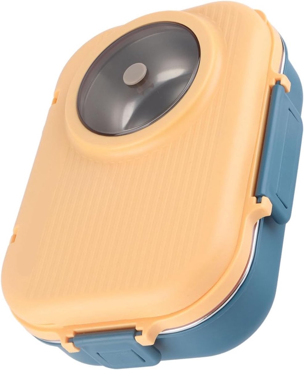 Thermische Isolatie Container 1100ml, RVS Brooddoos met Twee Lagen en 3 Compartimenten, Ideaal voor Soep en Bewaren van Voedsel
