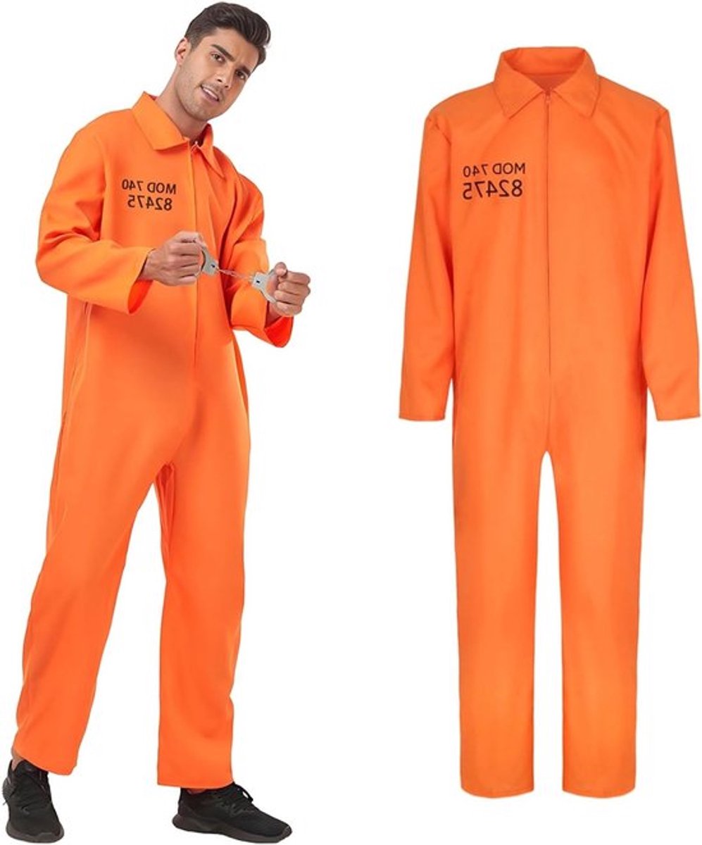 Oranje gevangenis kostuum voor mannen en vrouwen, unisex jumpsuit voor Halloween, rollenspel en verkleedfeest