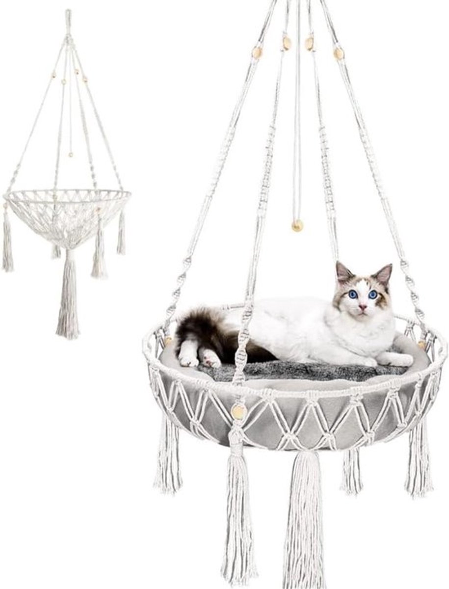 Hangmat voor katten van katoen, knusse vensterbed voor huisdieren, 35 cm, ideaal voor ontspanning en comfort