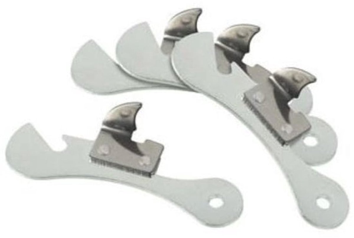 Ergonomische blikopener - compact - 1 stuk - roestvrij staal - 9,5 x 3 cm