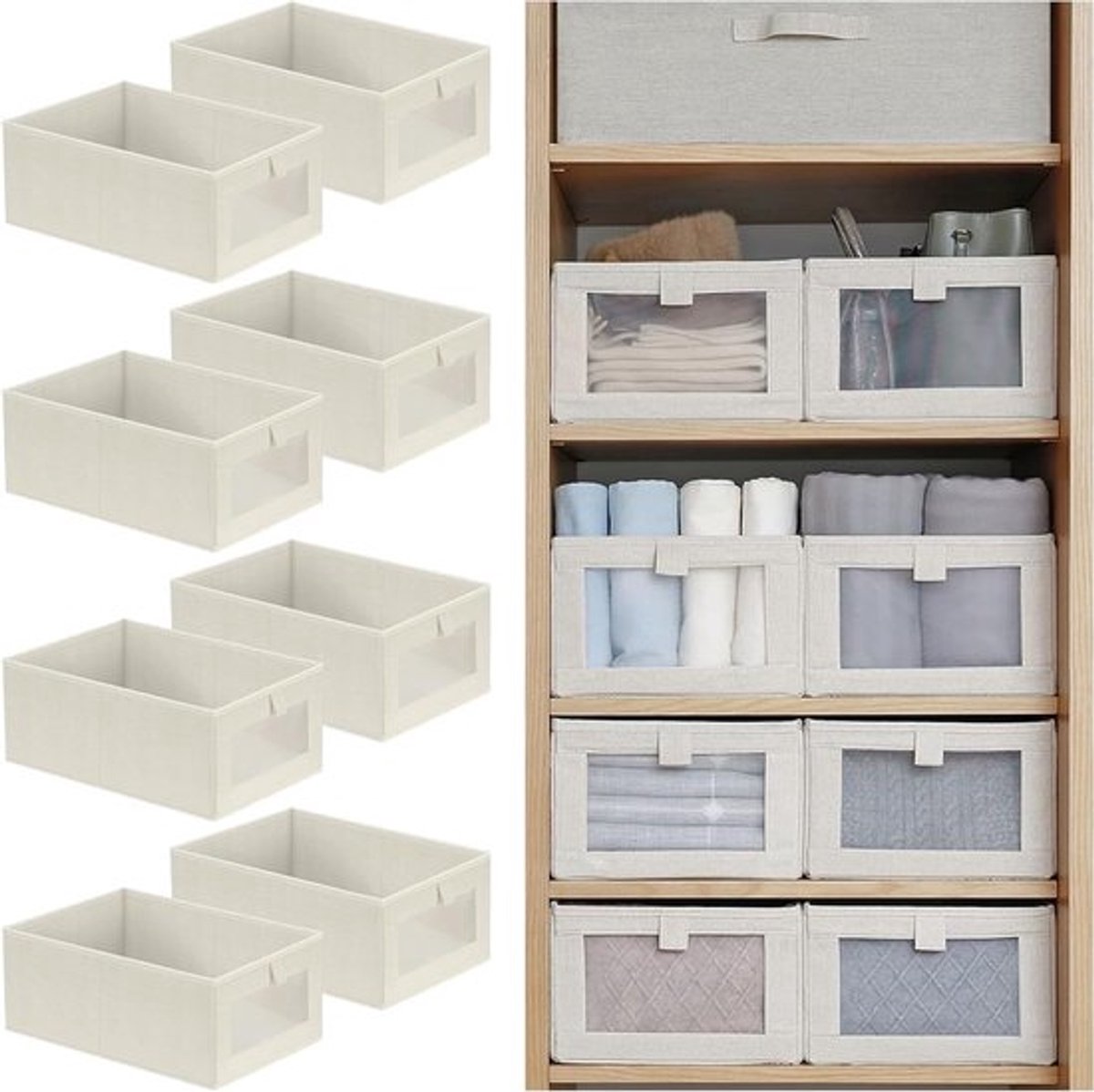 8-delige Ladeopbergsysteem, Organizer voor Kasten, Vouwbare Opbergdozen voor Kleding, Sokken en Accessoires