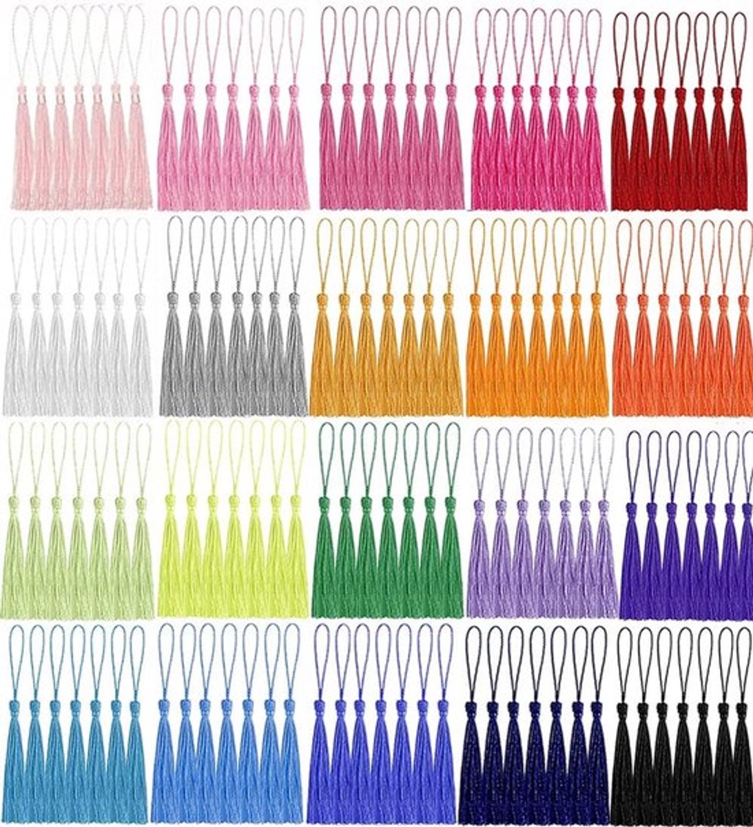 140/200 Stuks Mini Kwastjes Set - Veelkleurig Zijdezacht Polyester voor Knutselen, Sieraden Maken en Decoratie