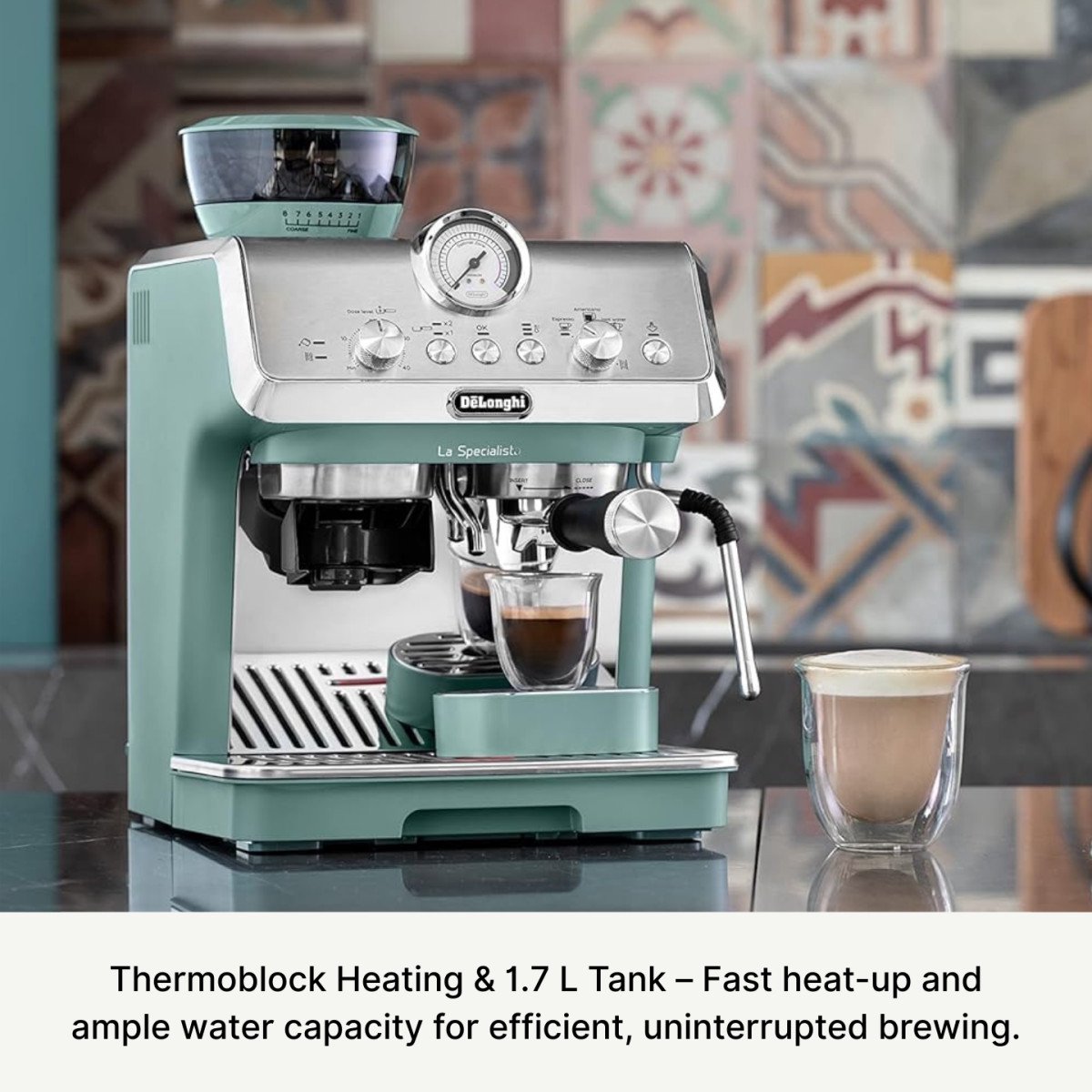 DeLonghi La Specialista Arte EC9155.GR Espresso machine met molen - Groen thumbnail 4