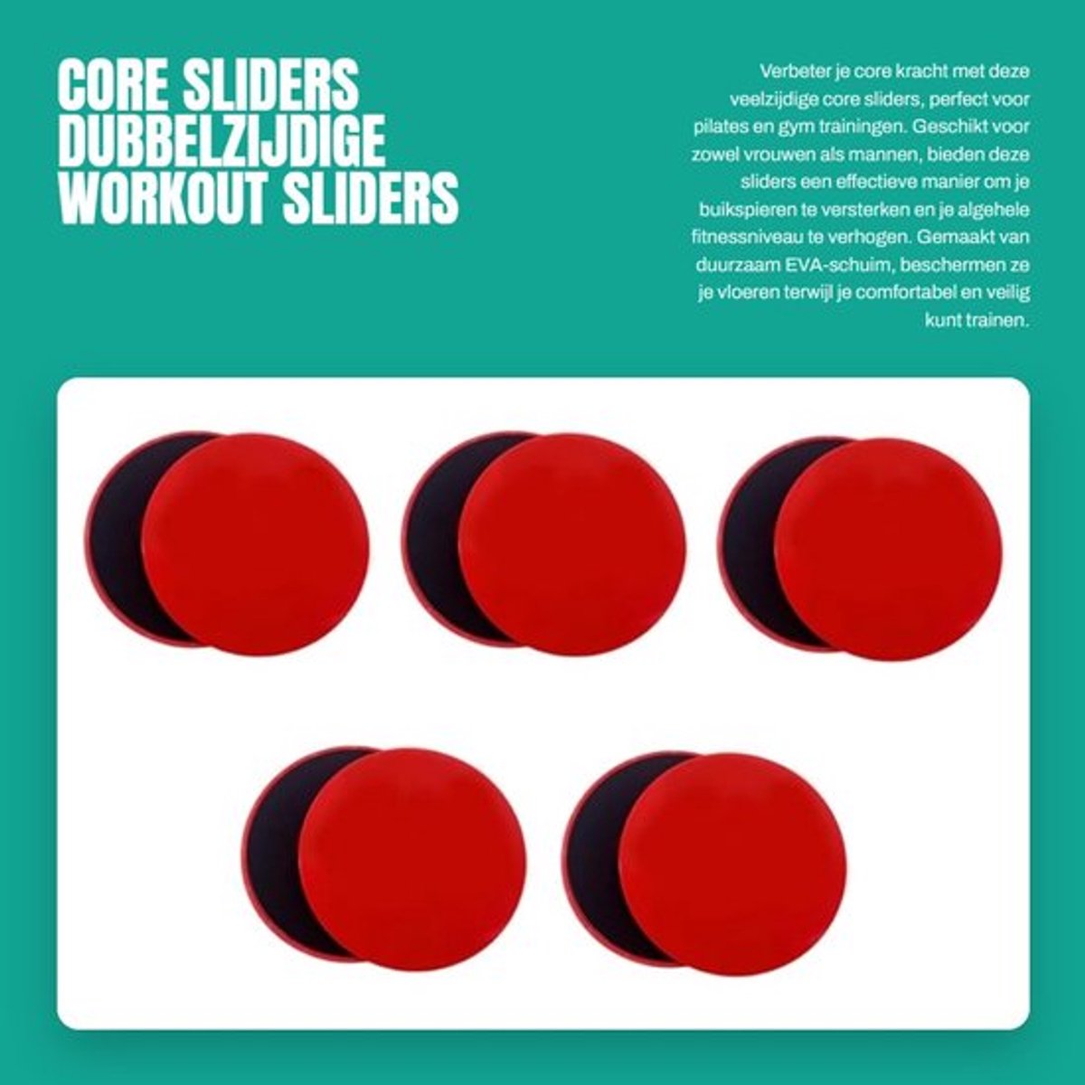 Core Sliders - 10 Stuks - Dubbelzijdige Workout Discs - Antislip - Duurzaam EVA-schuim - Geschikt voor Alle Oppervlakken - Veiligheid bij Oefeningen - Fitness Sliders