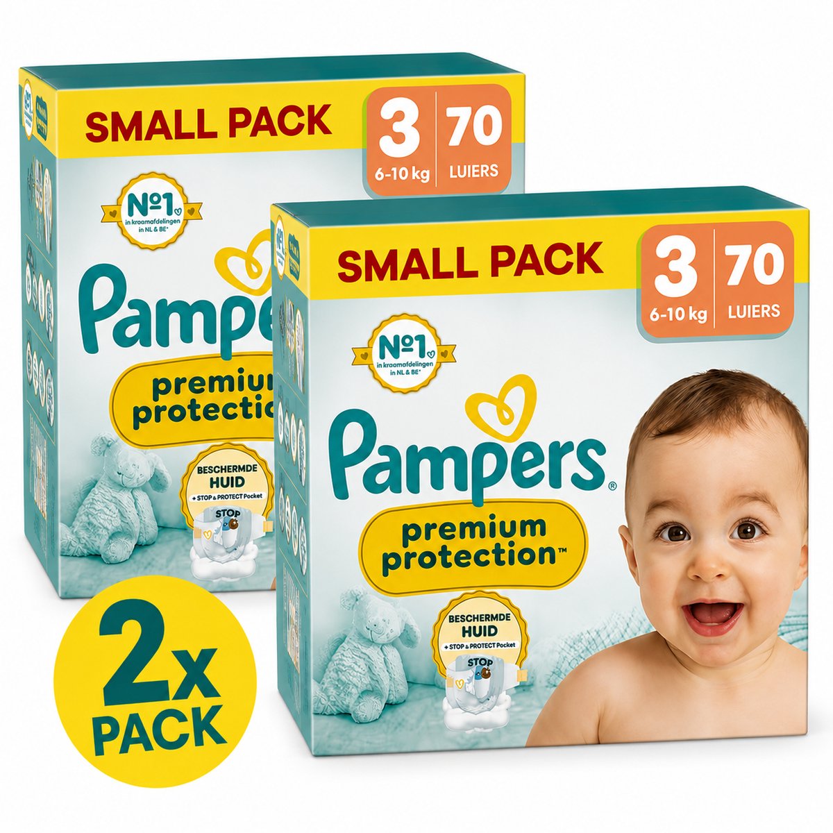 Pampers Premium Protection Maat 3 (6-10 kg) – 140 Luiers – 2x 70 Stuks – Voordeelverpakking