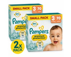 Pampers Premium Protection Maat 3 (6-10 kg) – 140 Luiers – 2x 70 Stuks – Voordeelverpakking