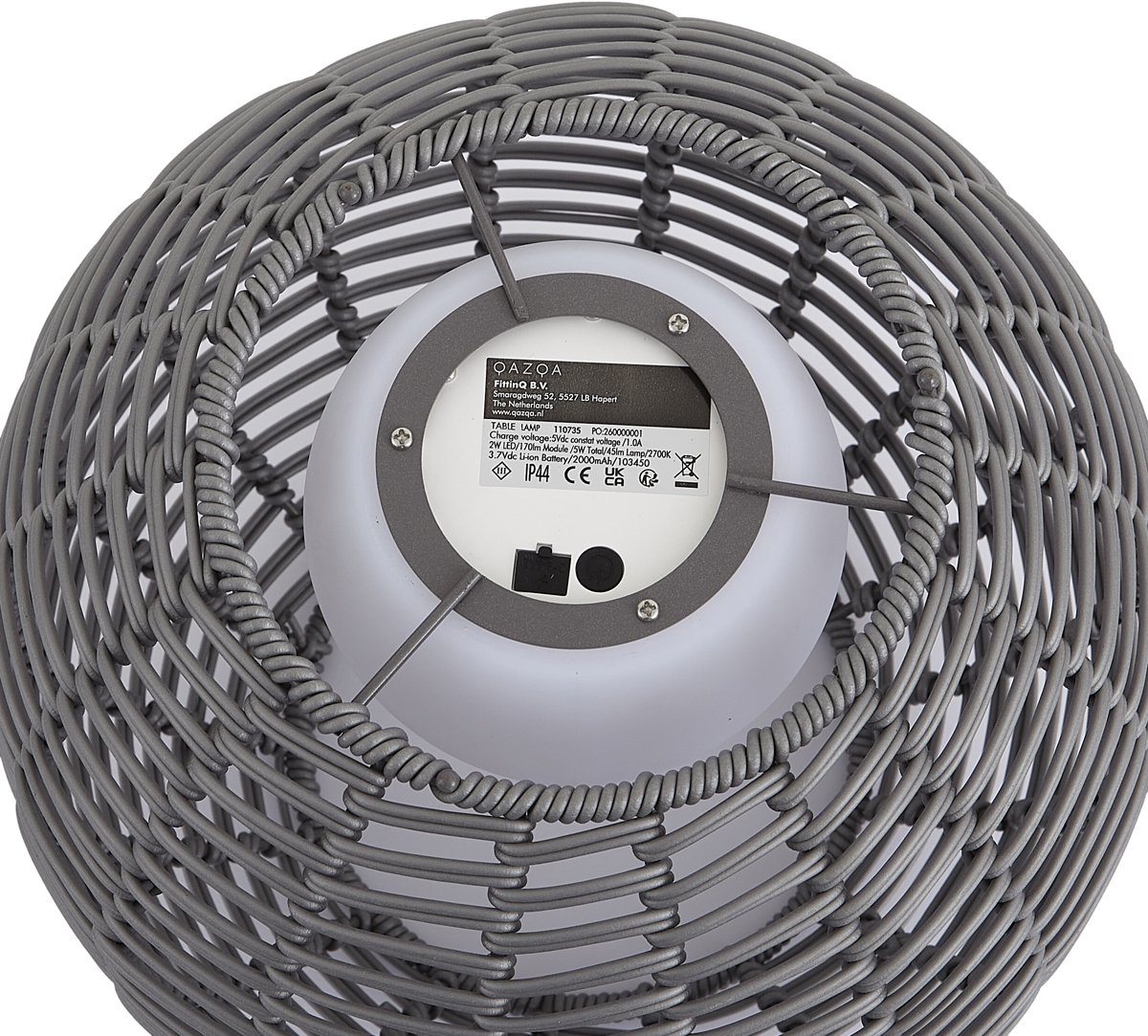 Qazqa led moderne oplaadbare, snoerloze, rechargeable lamp voor in de tuin - Oli - donkergrijs, incl. 5W geintegreerde led, dimbaar, 25cm, IP44