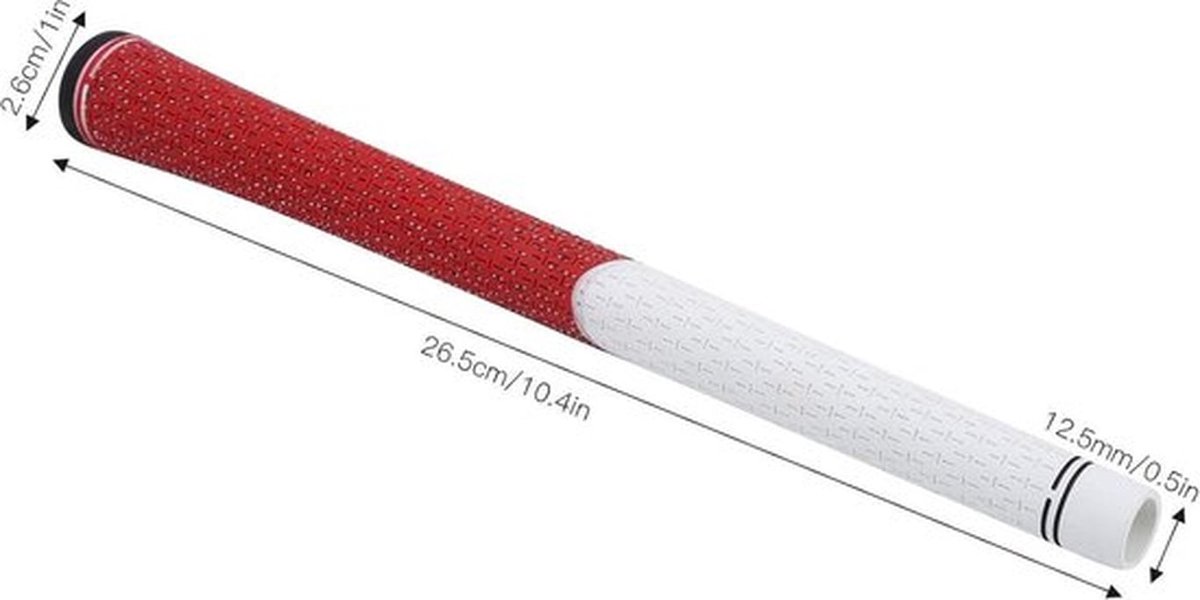Rubberen golfgreep - Antislip - 12,5 mm - Standaard - Duurzaam - Wit Rood - Accessoires - Geschikt voor Golfclubs - Golfclub Handgreep.