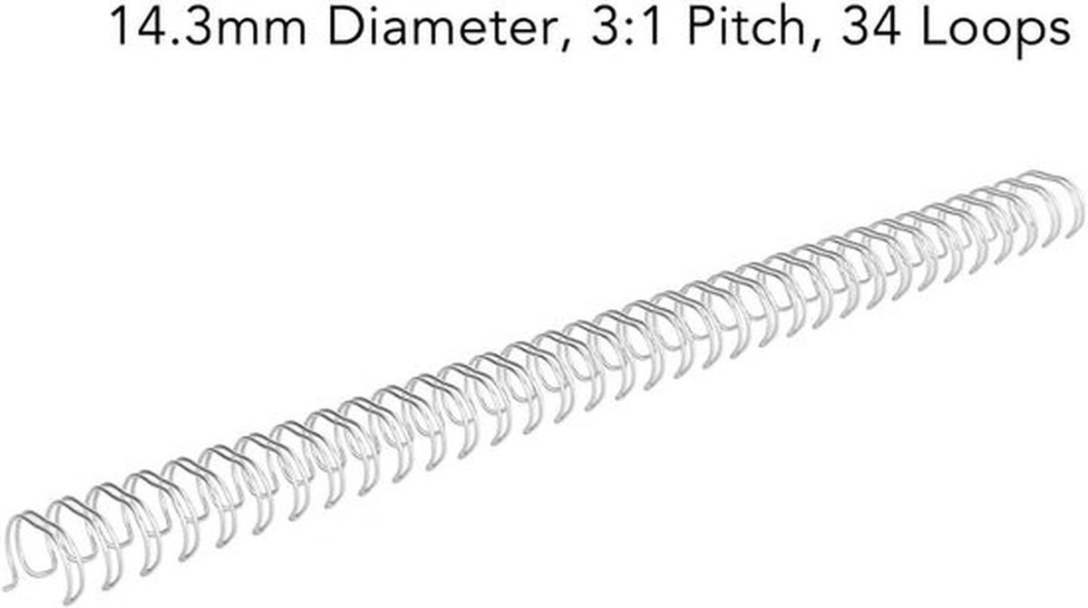 Spiraalbinderrug - Draadbindruggen - A4-papier - Dubbele draadrug - Capaciteit 120 vellen - 14,3 mm diameter - Voor studenten en collega's - Zilver