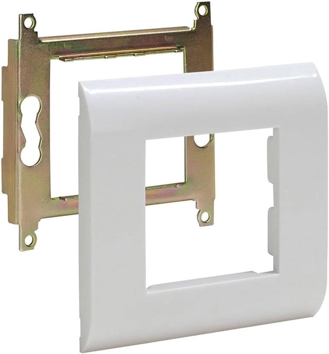 Afdekplaat Wandhouder - Wit - 80 x 80 mm - Voor Mozaïektype - Voor Gipsplaat of Inbouwdoos