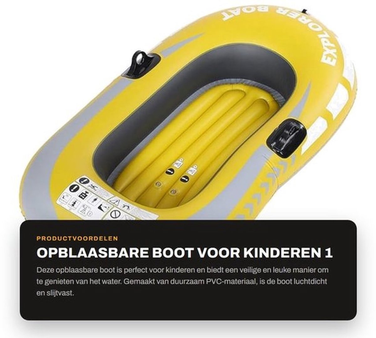 Opblaasbare Boot - Geschikt voor 1 Persoon - Draagvermogen tot 55kg - PVC Materiaal - Eenvoudig Op te Vouwen - Snelle Klep voor Opblazen - Kano
