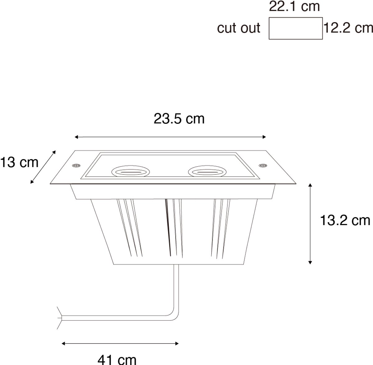 Qazqa moderne grondspot voor in de tuin - 106898 - zilver, max. 50W, geschikt voor led, 23.5cm, IP65, rechthoekig, 2-lichts, in set van 4.