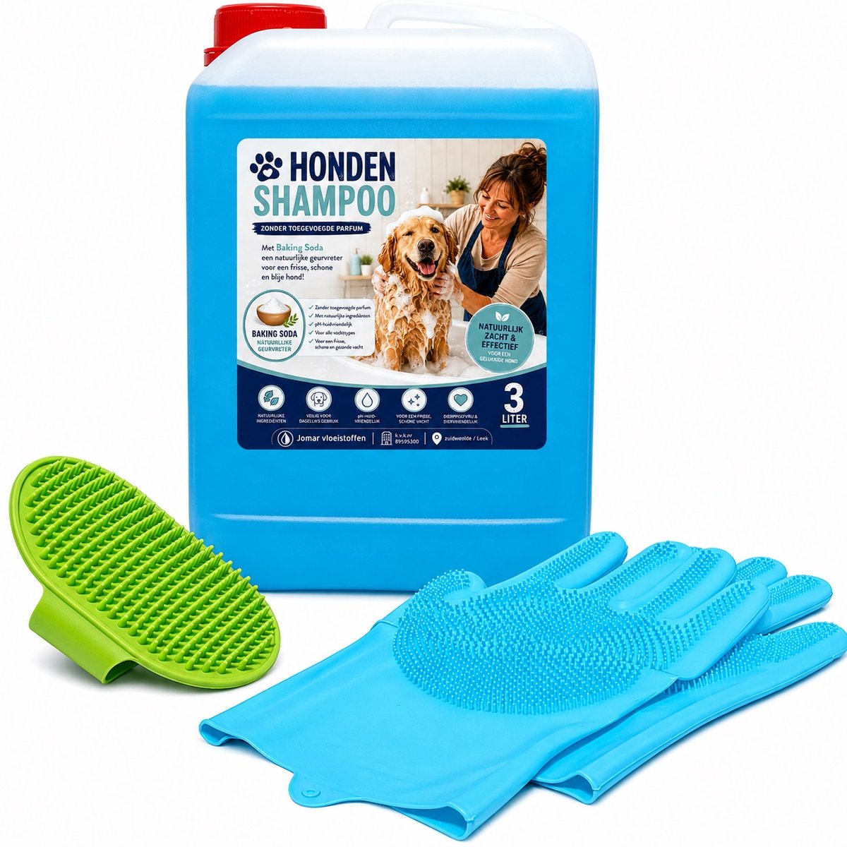 Hondenshampoo - 3 liter - honden shampoo - bakingsoda - washandschoen