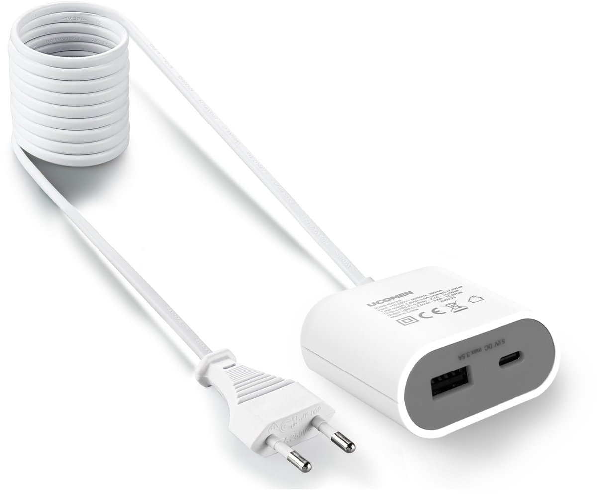 Solidchoice - Snellader 17W met 1,5 m Kabel en USB A/C Aansluitingen