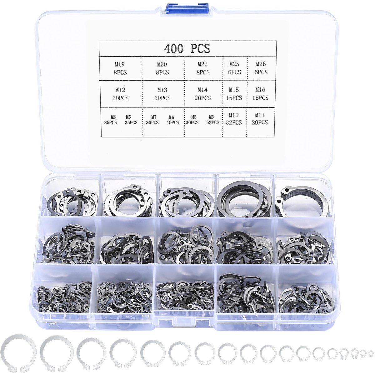 Solidchoice - 400 Stuks Klemringen Set in 18 Maten