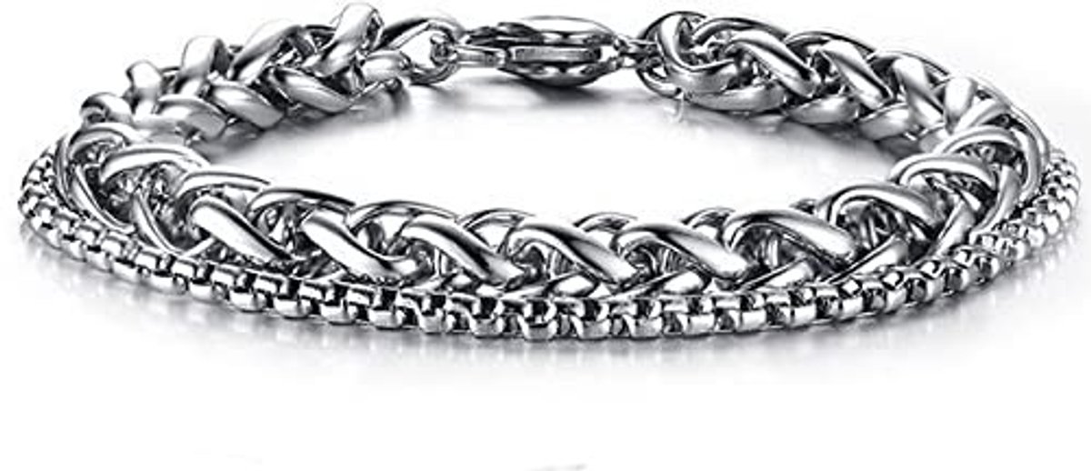 Solidchoice - Dubbele Laag Twist Ketting van RVS voor Mannen en Vrouwen
