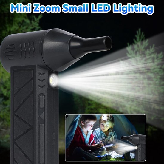 Persluchtblazer - 150.000 toeren per minuut, met LED-verlichting, 8000 mAh oplaadbare batterij, 4 instelbare snelheden, mini-blazer voor toetsenbord, computer, camera, auto, huis, 5 mondstukken — afbeelding 3