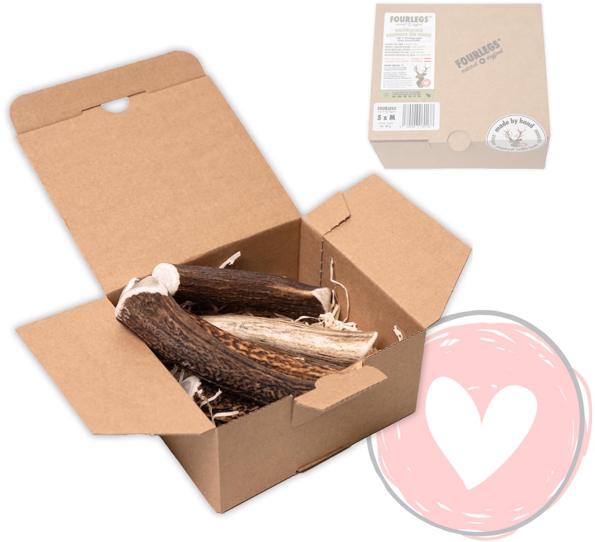 Solidchoice - Kauwsnack voor Honden van 100% Hertenhoorn - Set van 5
