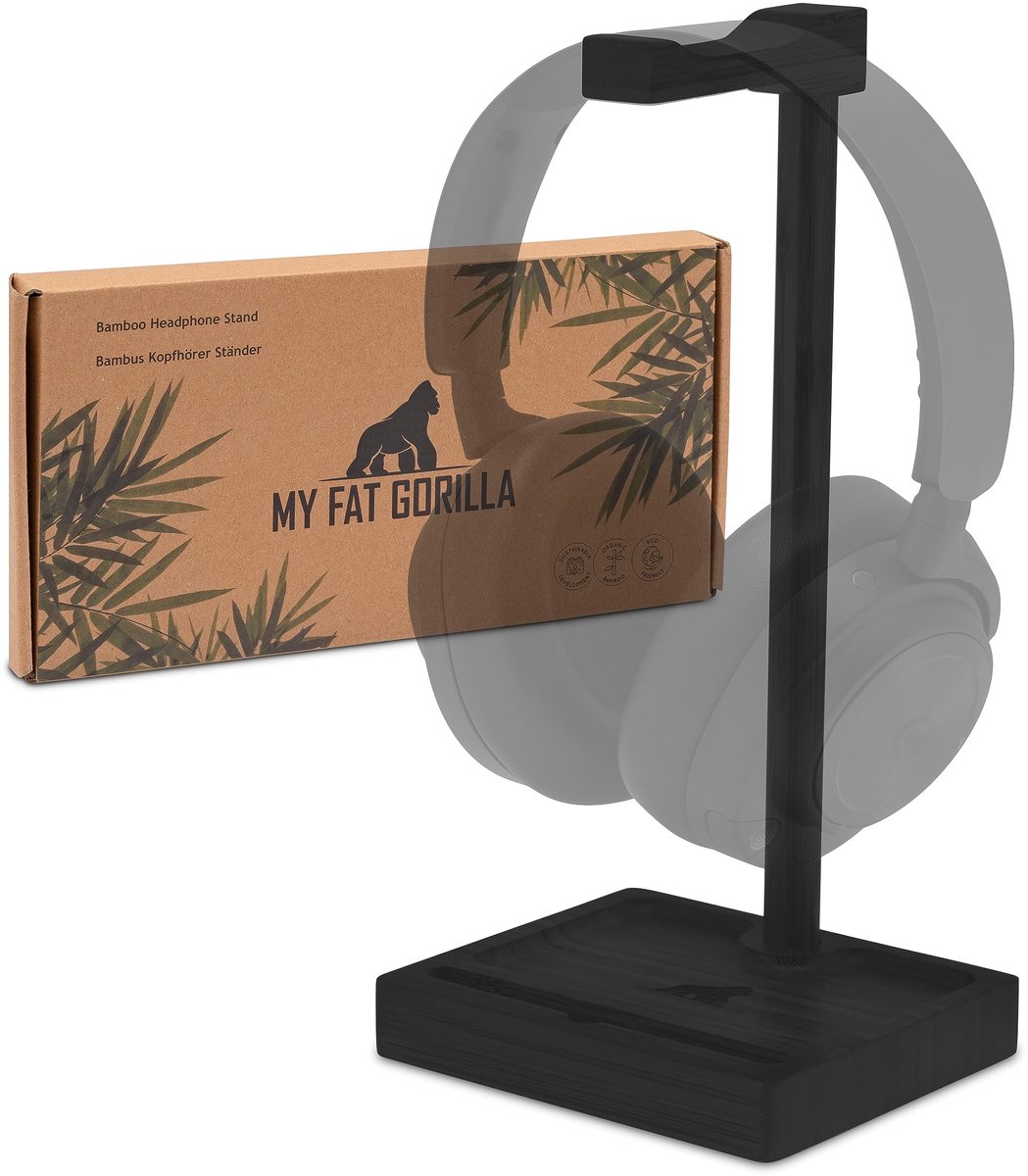 Solidchoice - Bamboe Hoofdtelefoonhouder met Opbergruimte voor Bureau