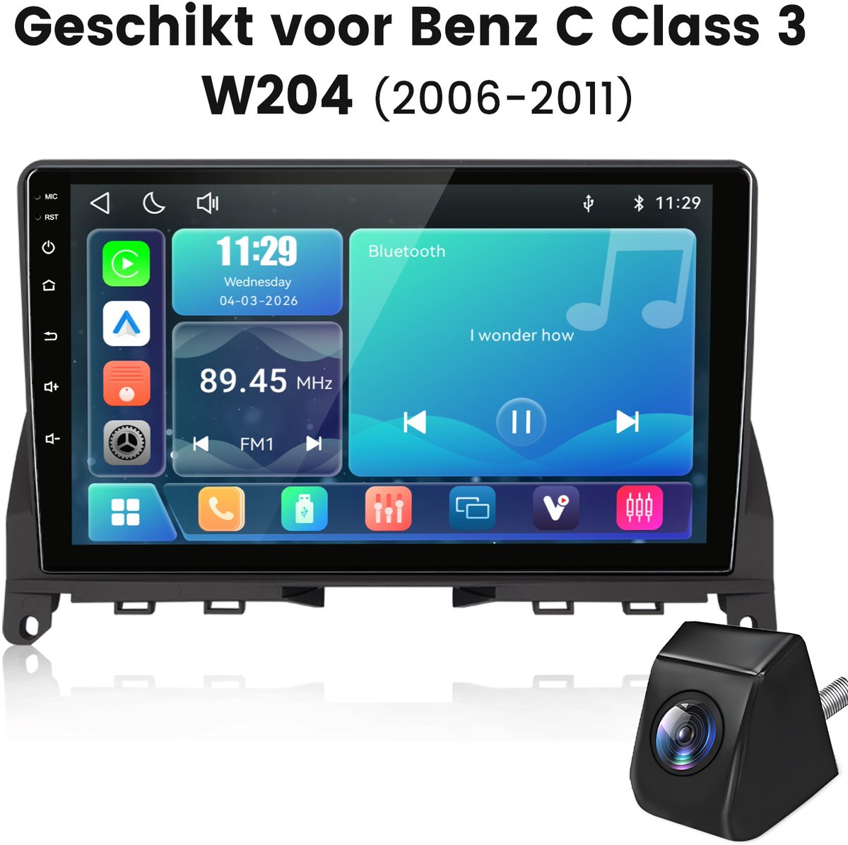 Cestovet Autoradio - Geschikt Voor Mercedes Benz C-Klasse W204 S204 - Draadloos Apple Carplay & Android Auto - achteruitrijcamera