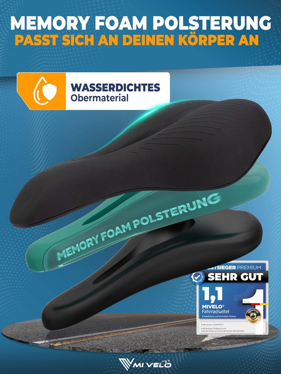 Solidchoice - Comfort Pro Geheugenschuim Fietszadel voor Dames