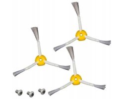 Rosfix Zijborstel Vervanging - TPR Nylon, 3 Stuks Set - Met Montagebouten - Geschikt voor iRobot Roomba