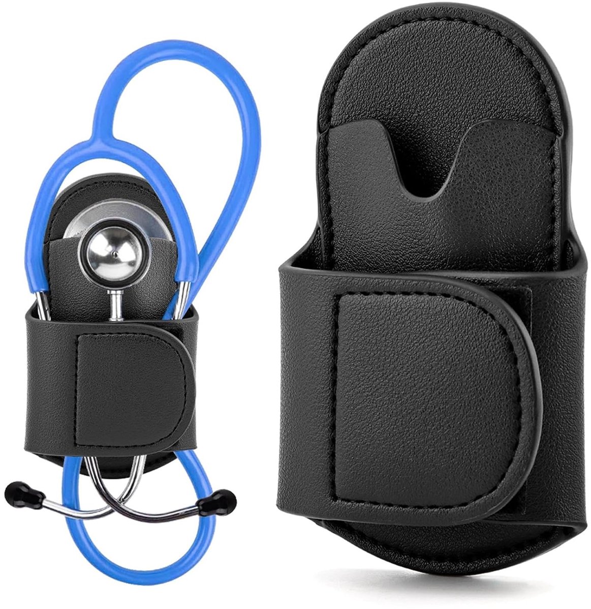 Stethoscoopclip, bevestigingsclip Geschikt voor stethoscoop, draagbare leren etui Geschikt voor instrumenten Geschikt voor de volksgezondheid (zwart)