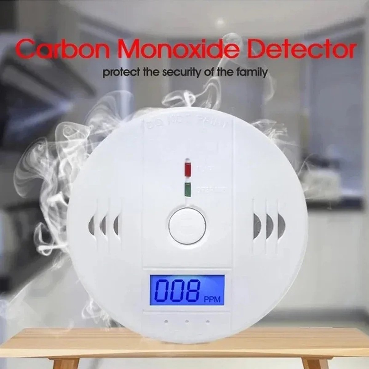 Huishoudelijk LCD-koolmonoxidealarm, onafhankelijke CO-detector, bewakingsalarm voor gasbrikettenvergiftiging, koolmonoxidedetectiesensor voor binnenshuis (batterij niet inbegrepen)
