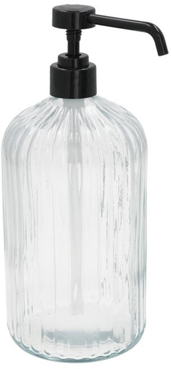 Gerimport | Zeeppompje - handdispenser - glas - transparant - 1 liter - navulbaar - toilet - badkamer - keuken